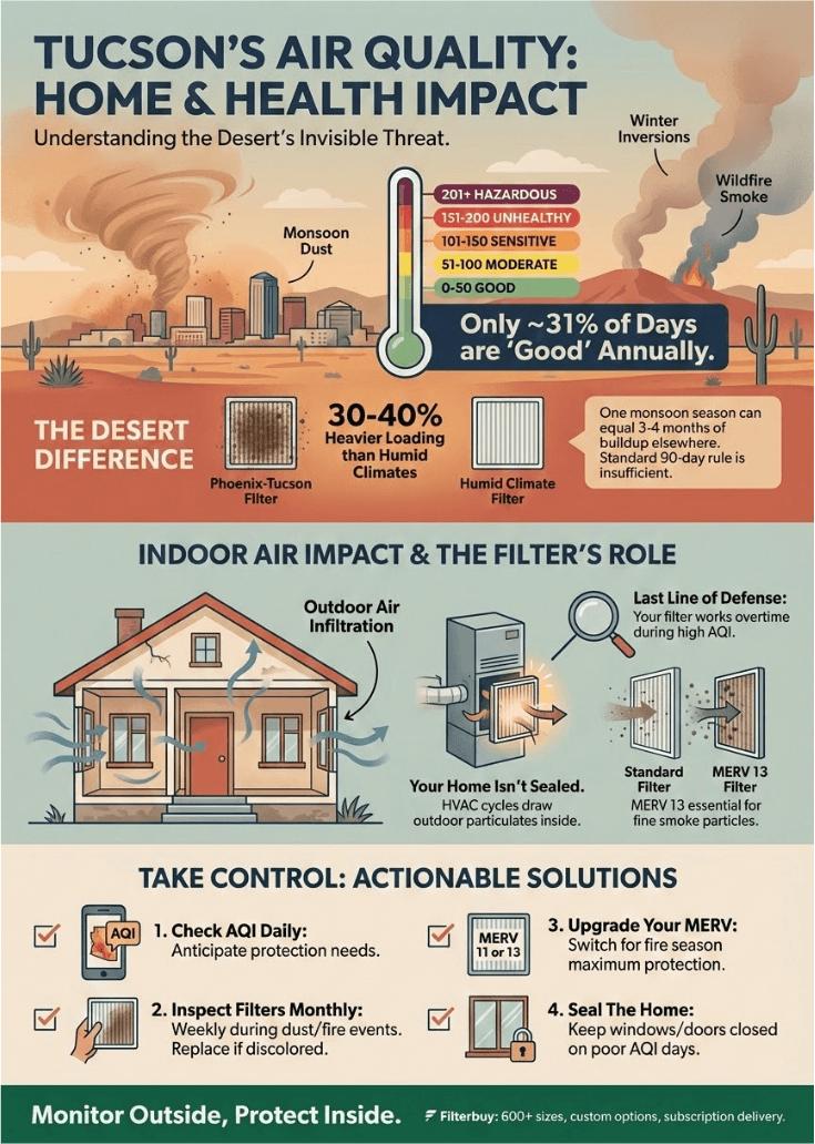An infographic about the air quality in Tucson, Arizona.